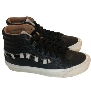 Custom Vans Sk8 Hi Top Black Leather Size 6